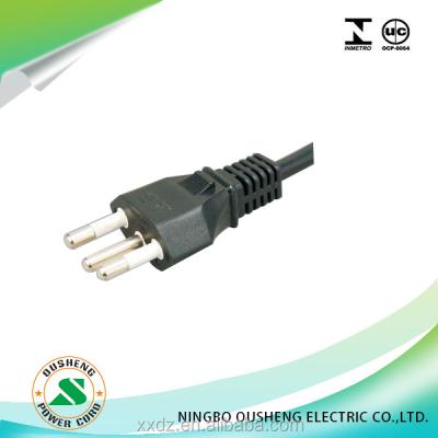 China Residential / General Purpose Inmetro Approved Brazil Plug Power Cord Three Pins for sale