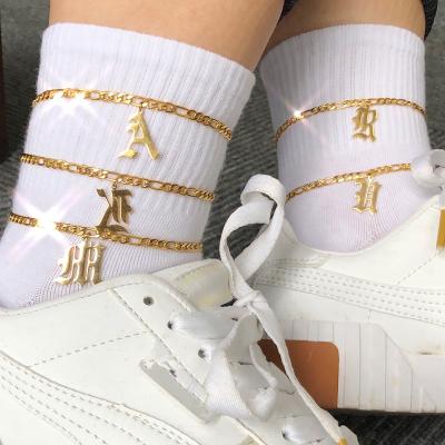 China Durable A-Z Letter Boho Anklets For Women Initial Bracelet On Leg Policeman Socks Bracelet For Anklet Beach Jewelry Gift for sale