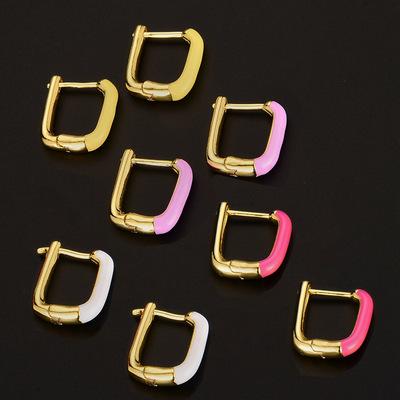 China Other new style fashion earrings trend gold plated enamel oil drop geometry hook circle earrings wholesale drop shipping 2021 for sale