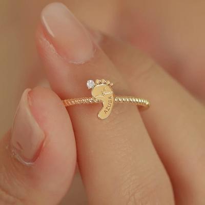 China Family Punk Rings For Women Men Personalized Name Ring Personalized Jewelry Gold Stainless Steel Couples Mother Baby Gift for sale