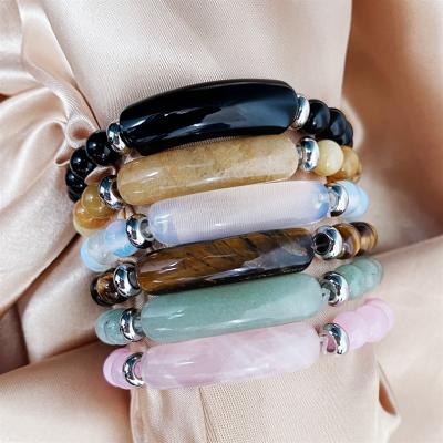 China Other Jade Stretch Healing Natuialstone Beads Chakra Crystal Gemstone Charm Bracelets Christmas Day Energy Heart Amethyst Bracelets for sale