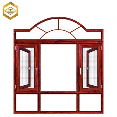 China Swing Wood Grain Aluminum Double Glass Window Plant for sale