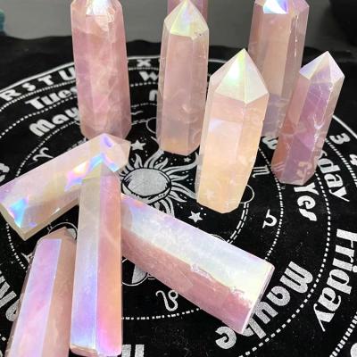 China Europe Natural Tower Crystal Rose Quartz Amethyst Healing Stones Heads Magic Crystal Wands For Home Ornaments Decoration for sale