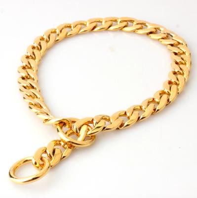 China Large Gold 11mm Environmental Friendly Medium Jialin Pet Jewelry NK Chain Titanium 316l Stainless Steel Collar Chain For Dog for sale