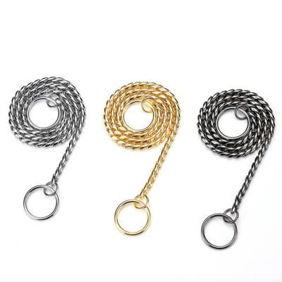 China Jialin Jewelry Environmental Friendly Gold And Silver Color 2mm 3mm Width Snake Copper Pet Welding Gold Collar Chain For Dog for sale