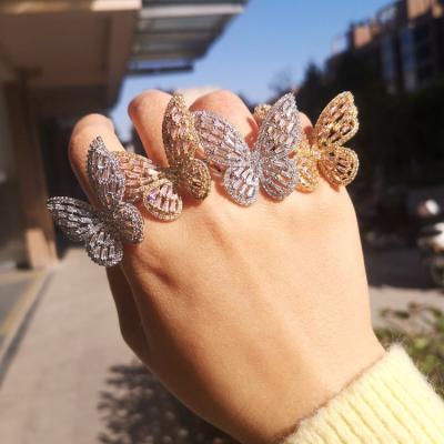 China TRENDY Large Charm Butterfly Rings for Women Iced Out Bling Diamond Silver Gold Plated Butterfly Crystal Ring Jewelry for sale