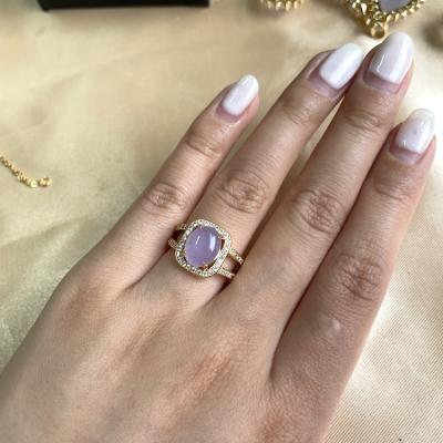 China New Arrival TRENDY Rings Accessories For Women Charm Lavender Natural Gemstone Jade Ring Jewelry 2021 for sale