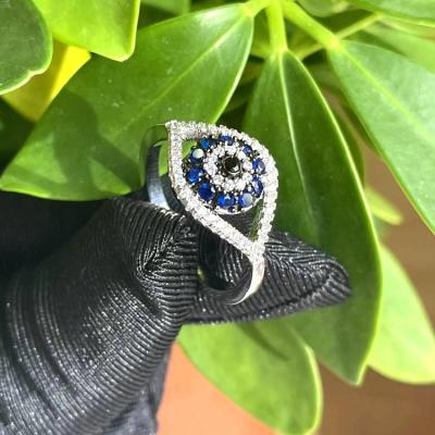 China FASHIONABLE Luxury 18K Gold Plated Iced Out Diamond Blue Devil Evil Eyes Ring For Women Zircon Eye Rings Jewelry Wholesale Outlet for sale