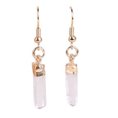 China Wholesale Healing Natural Stone Quartz Clear Clear BOHEMIA Jialin Jewelry Amethyst Crystal Drop Earrings For Women for sale