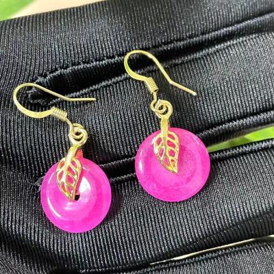 China BOHEMIA Charm Natural Pink Jade Stone Crystal Peace Buckle Drop Earrings Heart Stud Earrings For Women Earring Jewelry Sets for sale