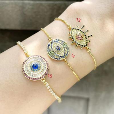 China FASHIONABLE Hot Sale Bulk Gold Plated Diamond Crystal Devil Evil Eyes Beaded Charm Bracelet For Women Eye Bracelets Set Third for sale