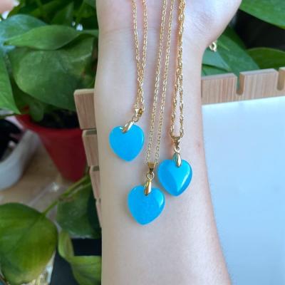 China BOHEMIA Jialin Jewelry Blue Jade Love Heart Lucky Charms Necklace Pendant For Girls Women Baby Shower Gifts for sale