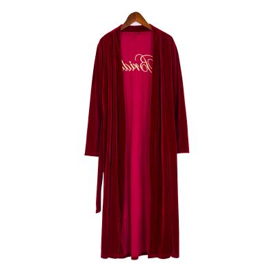 China Breathable Wedding Dressing Gown Embroidered Elegant Cardigan Velvet Winter Women Clothes Long Nightgown for sale