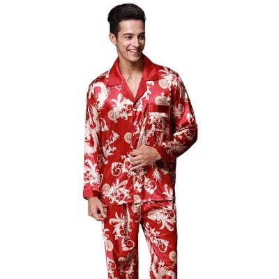 China QUICK DRY Long Sleeve Pants Couple Dragon Pattern Wholesale Men Satin Pajamas Pajamas Sets for sale