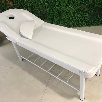 China Modern Durable White Beauty Salon Facial Bed, Metal Frame Massage Table Beauty Bed With Adjustable Backrest for sale