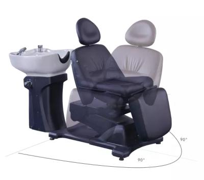 China Modern barber shop furniture electric shampoo backwash chair with basin for sale for sale