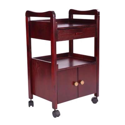 China Hot Selling Salon Trolley Wooden Barber Trolley Beauty Salon Trolley With Drawers for sale