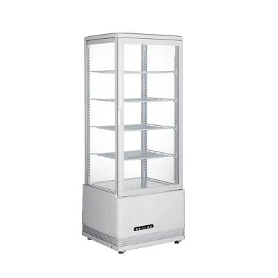 China Hot 78L-3 Single-temperature Commercial Four Sides Lockable Glass Display Cooler Countertop Beer Beverage Display Fridge for sale