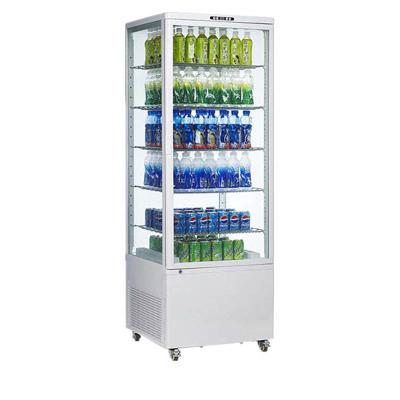 China Supermarket 500L Single-temperature Auto-defrost Glass Door Fridge 4 Side Glass Display Fridge for sale