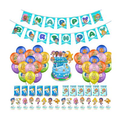 China LUCKY Bubble Guppies Paper Decorations Cake Topper Cupcake Toppers Birthday Party Supplies Toppers for Kids for sale