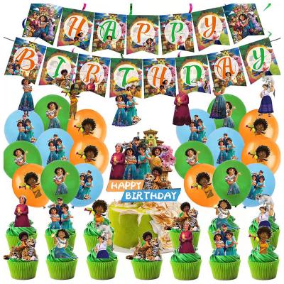 China LUCKY Encanto Birthday Party Supplies Tableware Paper Stickers Cupcake Toppers Banner Balloons Kids Party Decorations for sale