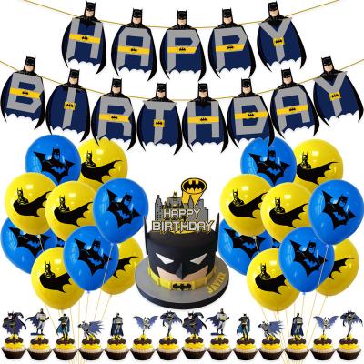 China Superhero-Themed LUCKY Bat Paper Party Decorations Latex Balloons Birthday Banners Cake Inserts Party Supplies for sale