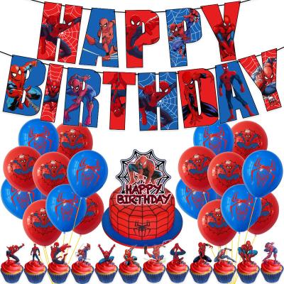 China LUCKY Spiderman Paper Superhero-Themed Party Decorations Latex Balloons Birthday Banners Cake Inserts Party Supplies for sale