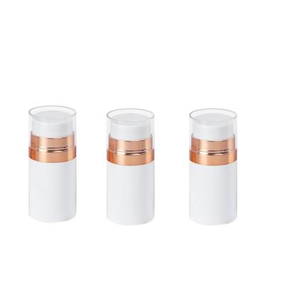 China New 30ml 50ml 100ml Cosmetic Glass Airless Serum Pump Bottles White With Gold Rim for sale