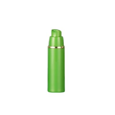 China 15ml 30ml 50ml Cosmetic Green Blue Plastic Airless Pump Bottles With Gold Rim for sale