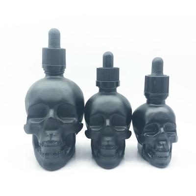 China Wholesale 30ml 60ml 120ml Cosmetic Black Skull Master Eliquid Dropper Glass Bottle With Dropper for sale