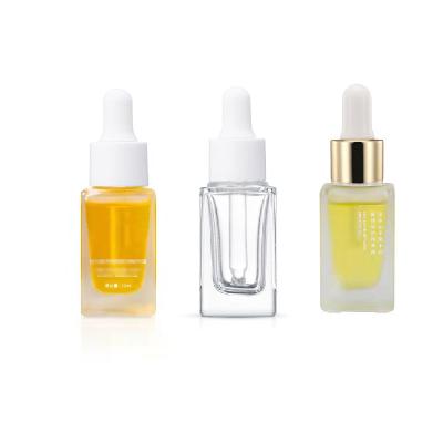 China 15ml 0.5oz 10ml Essential Oil Serum Cosmetic Square Bottles Empty Glass Eye Dropper Packaging Bottle for sale