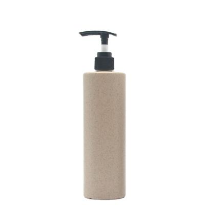 China 300/400/500ML Cosmetic 100/250 Wheat/Straw Biodegradable Classic HDPE Plastic Shampoo And Conditioner Bottles With Black Pump For Lotion for sale