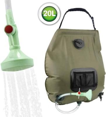 China Eco-friendly 20L Solar Heating Camping Shower Bag with Removable Hose and On-Off Switchable Shower Head for Beach Swimming Camping Traveling for sale