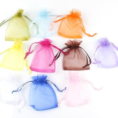 China Recyclable Premium Sheer Organza Bags White Wedding Favor Bags With Drawstring Jewelry Gift Pouch For Party for sale