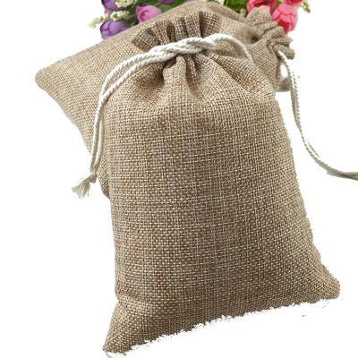 China Recyclable Natural Elegant Hessian Burlap Drawstring Bags Wedding Favor Holder Gift Bag Hessian Pouch For Coffee Bean Candy for sale