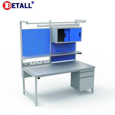 China Detall phone machine repair shops anti static steel electric adjustable repair table esd work bench with drawers for inspection for sale