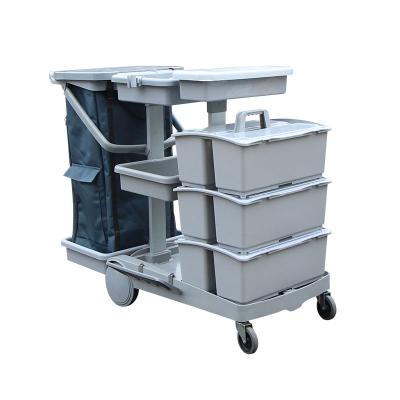 China Hospital OEM And ODM Available Plastic Service Trolley Hotel Housekeeping Commercial Cleaning Trolley for sale