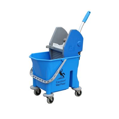 China Sustainable High Quality Plastic Down Press 25L Single Mop Wringer Bucket With Wheels for sale