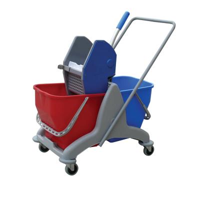 China Floor Cleaning Household Cleaning Kentucky Twin Bucket Mop Bucket Cart with Bottom Press Wringer for Hotel for sale