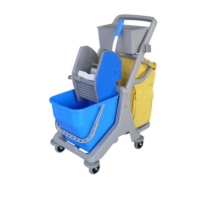 China Sustainable Household Cleaning 25L Plastic Single Flat Broom Wringer Small Bucket Cart for sale