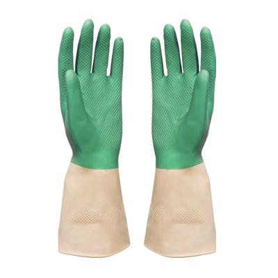 China Industrial or househould use colorful dipped cleaning flock lined latex household gloves or industrial colored clean rubber cleaning gloves for sale