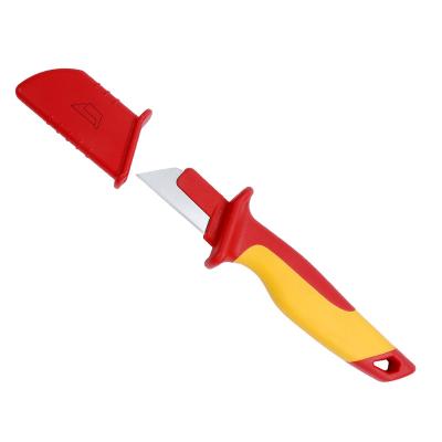 China VDE High Quality Non-variable DIY Tool Cutting Insulated Square Shape Blade Cable Main Knife With Sheath for sale