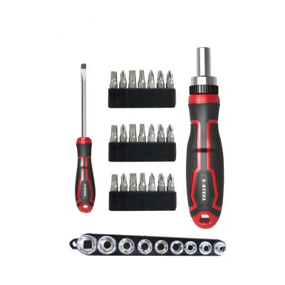 China High Quality Household 32 Pcs Factory Supply Screwdriver Sockets And Ratchet Screwdriver Set With New Design Soft Handle for sale