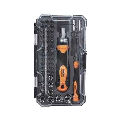 China Factory Direct Supply High Quality Plastic Box Ratchet Screwdriver Tool 65 Repair Tool And CRV Bit Set With Handle for sale