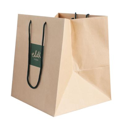 China Recyclable Wholesale Custom Printed Your Own Logo White Brown Kraft Gift Craft Shopping Paper Bag With Ribbon Handles for sale