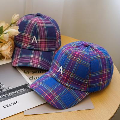 China COMMON hat wholesale hot sale men's cotton outdoor washed plaid baseball cap embroidered letters baseball cap for sale