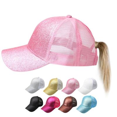 China breathable & Wholesale Waterproof Baseball Cap Mesh Ponytail Hat For Outdoor Sports Glitter Ponytail Glitter Baseball Caps Gorras for sale