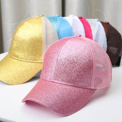 China Wholesale Fashion COMMON Mesh Ponytail Hat For Women Fashion Bling Baseball Cap Ponytail Baseball Cap Hat for sale