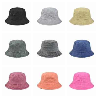 China Wholesale Custom Bucket Hat Logo Sun Protection Embroidered Retro Copa Sombrero Cotton Distressed Washed Bucket Hats for sale