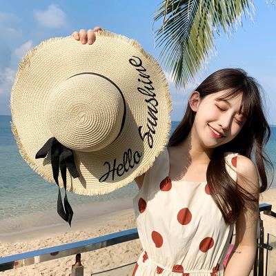 China Picture Ladies Summer Hats With Wide Brim Sun Straw Hats For Women Beach Floppy Hats For Women for sale